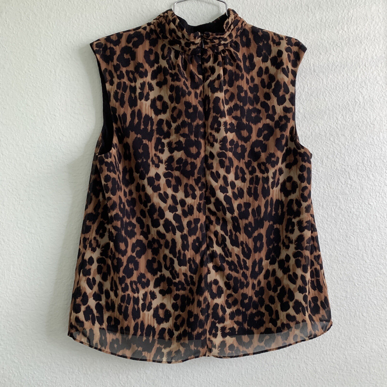 MILLY Rori Animal print mock neck blouse Medium sleeveless top shirt multi 325