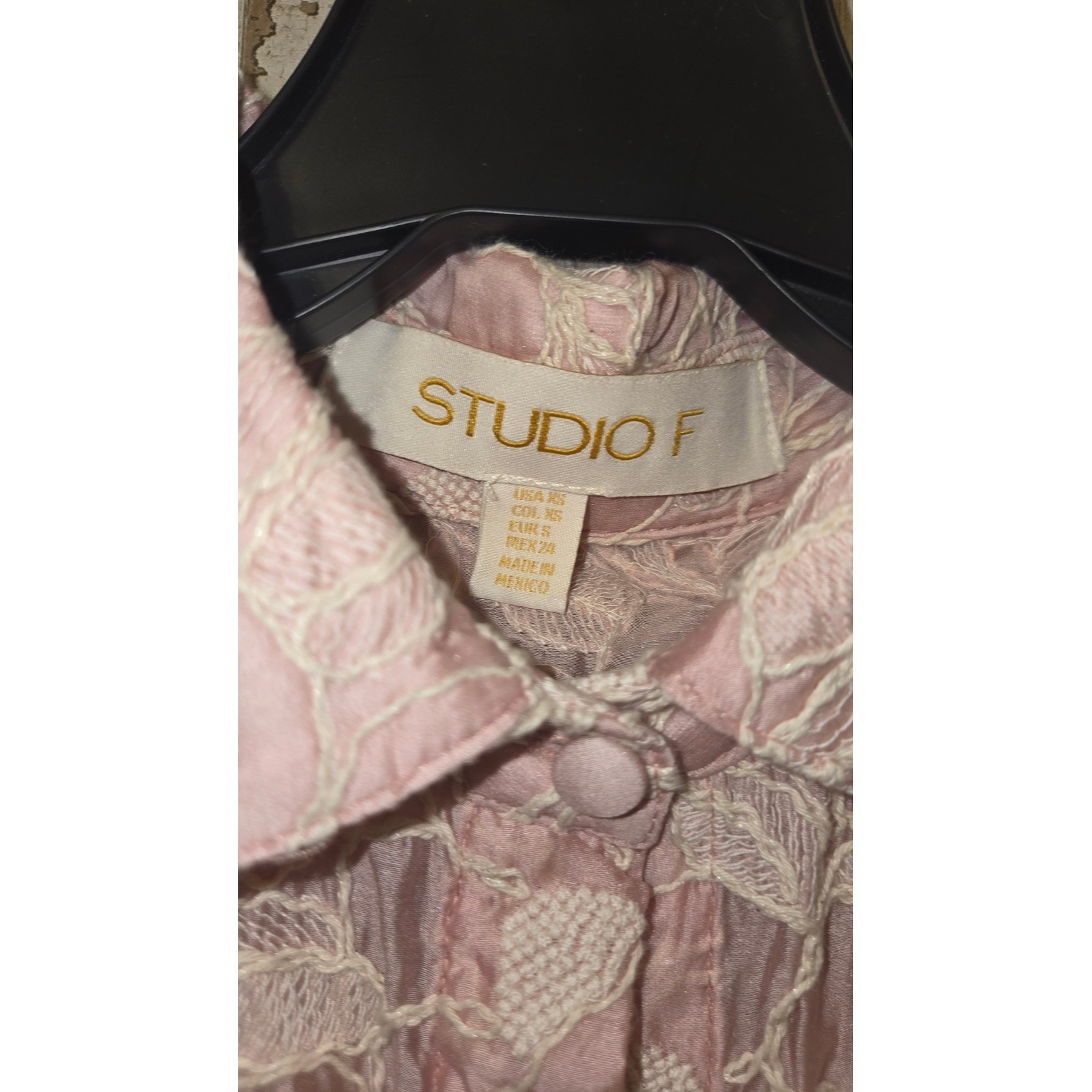 STUDIO F size XS Embroidered Button Shirt Tunic Collared Bohemian Prairie