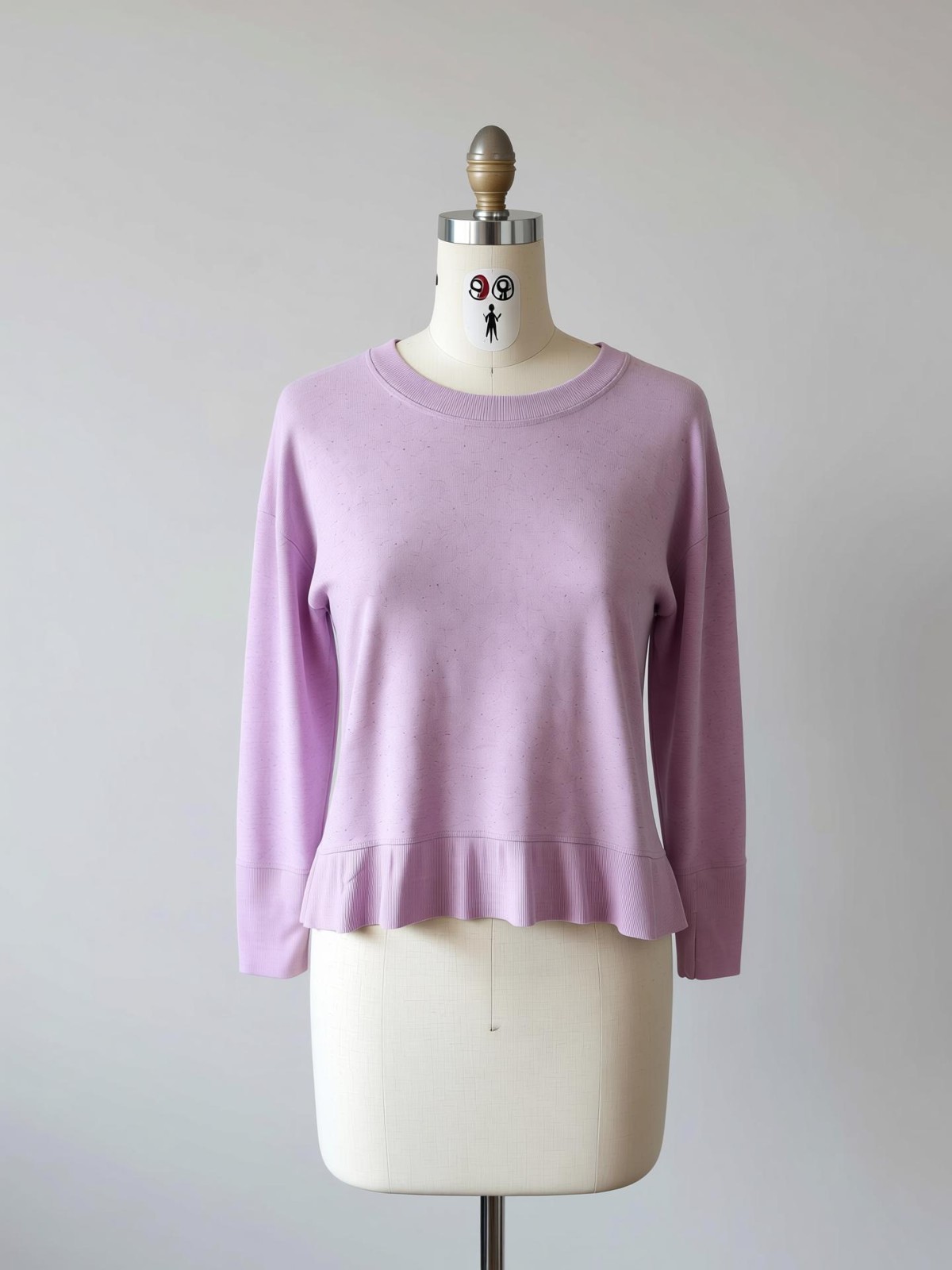 Athleta Womens Small Lavender Purple Speckled Ruffle Hem Crewneck Sweater Top S