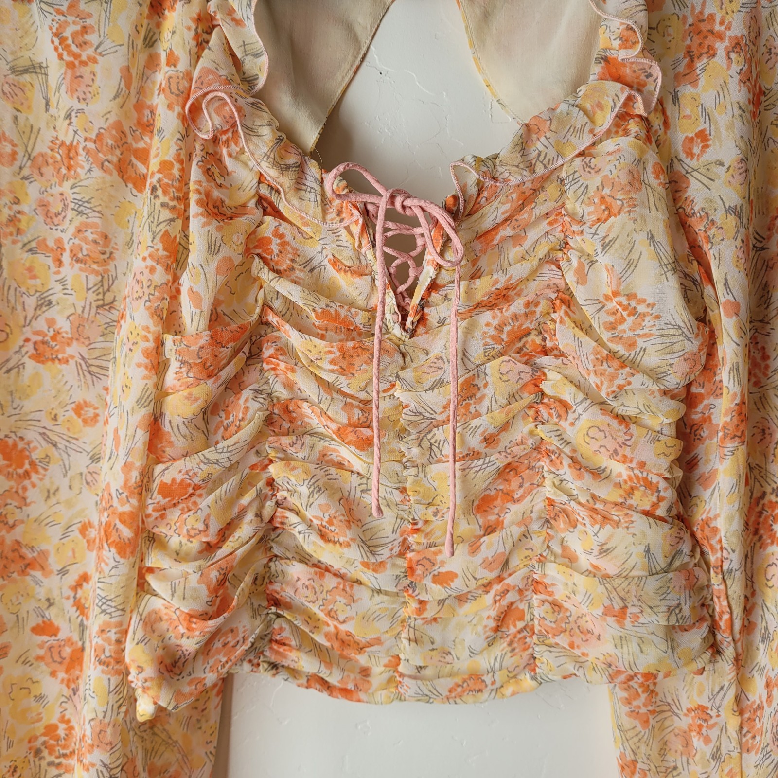 Free People Womens Size Small Bohemian Mabel Printed Blouse