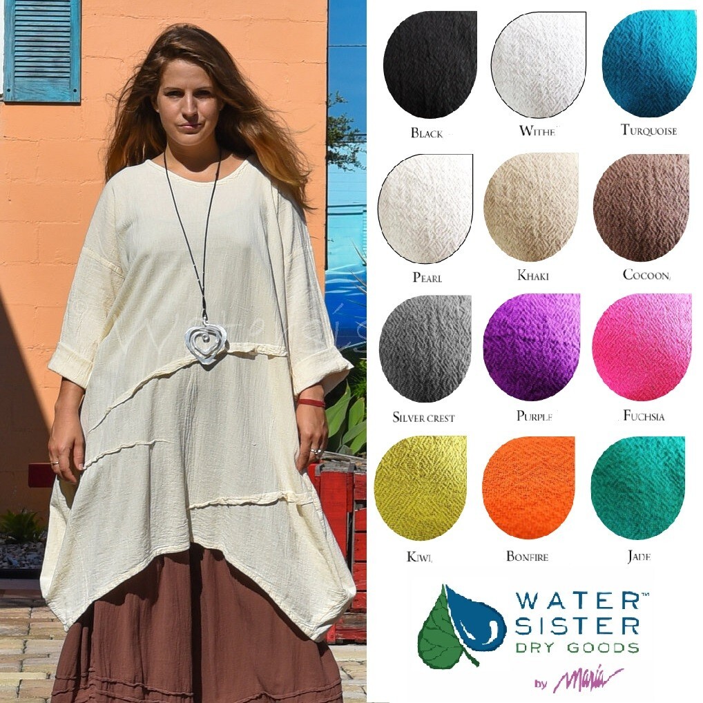 WATERSISTER Cotton Gauze DIVA Tunic Balloon Top 1(M/L/XL) 2(1X/2X) oh my COLORS