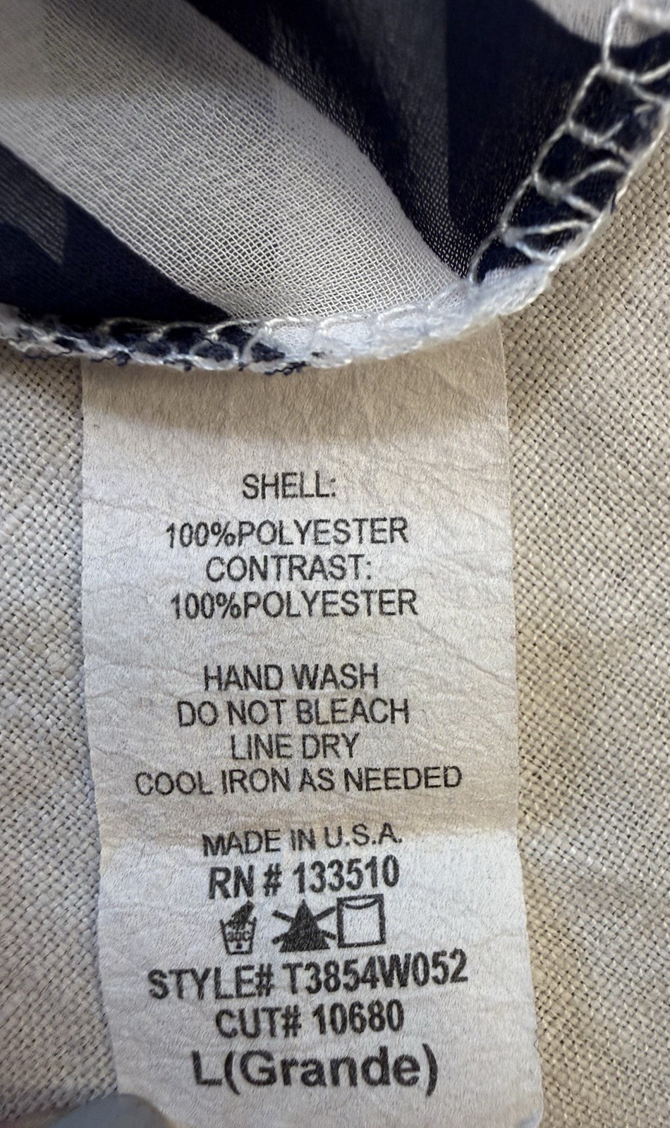 SWEET CLAIRE Top Women Sz L Blue/White Stripe Polka Dot Sheer Polyester Blouse