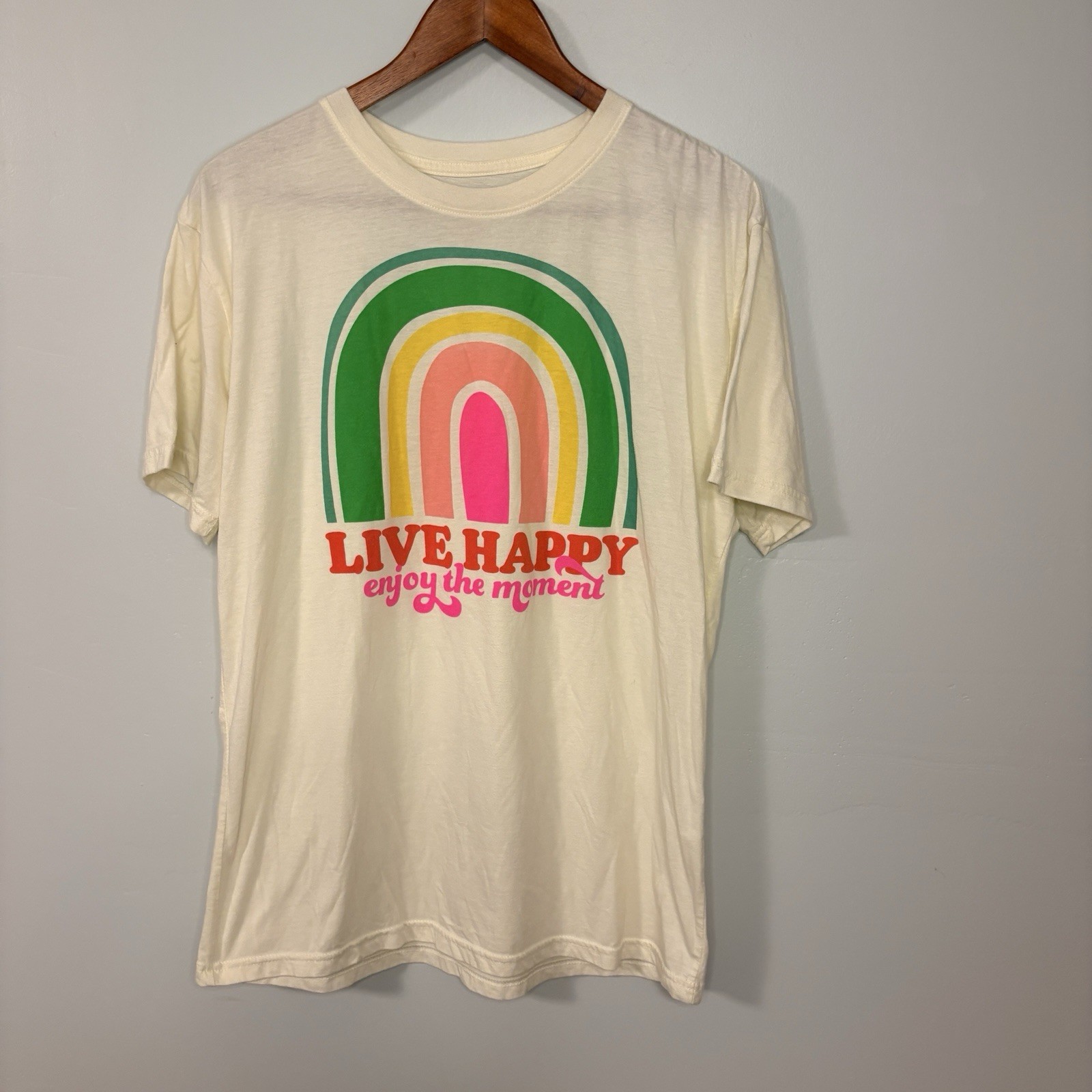 Natural Life Rainbow Live Happy Tee Shirt Women’s M Cotton Boho