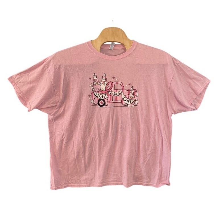 Jerzees Dri-Power Pink Breast Cancer Awareness Gnomes Graphic T-Shirt 3XL