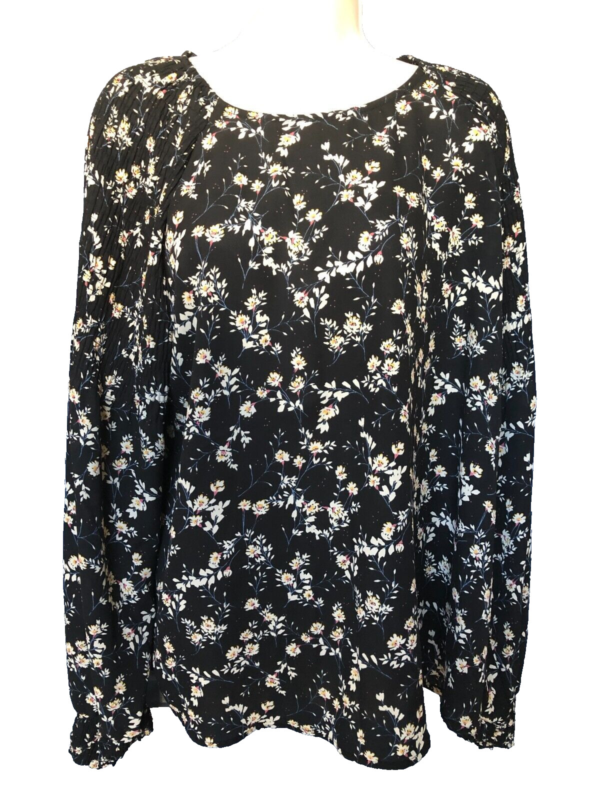 a.n.a. A New Approach XXL Black Floral Long Raglan Sleeve Blouse Top Women’s