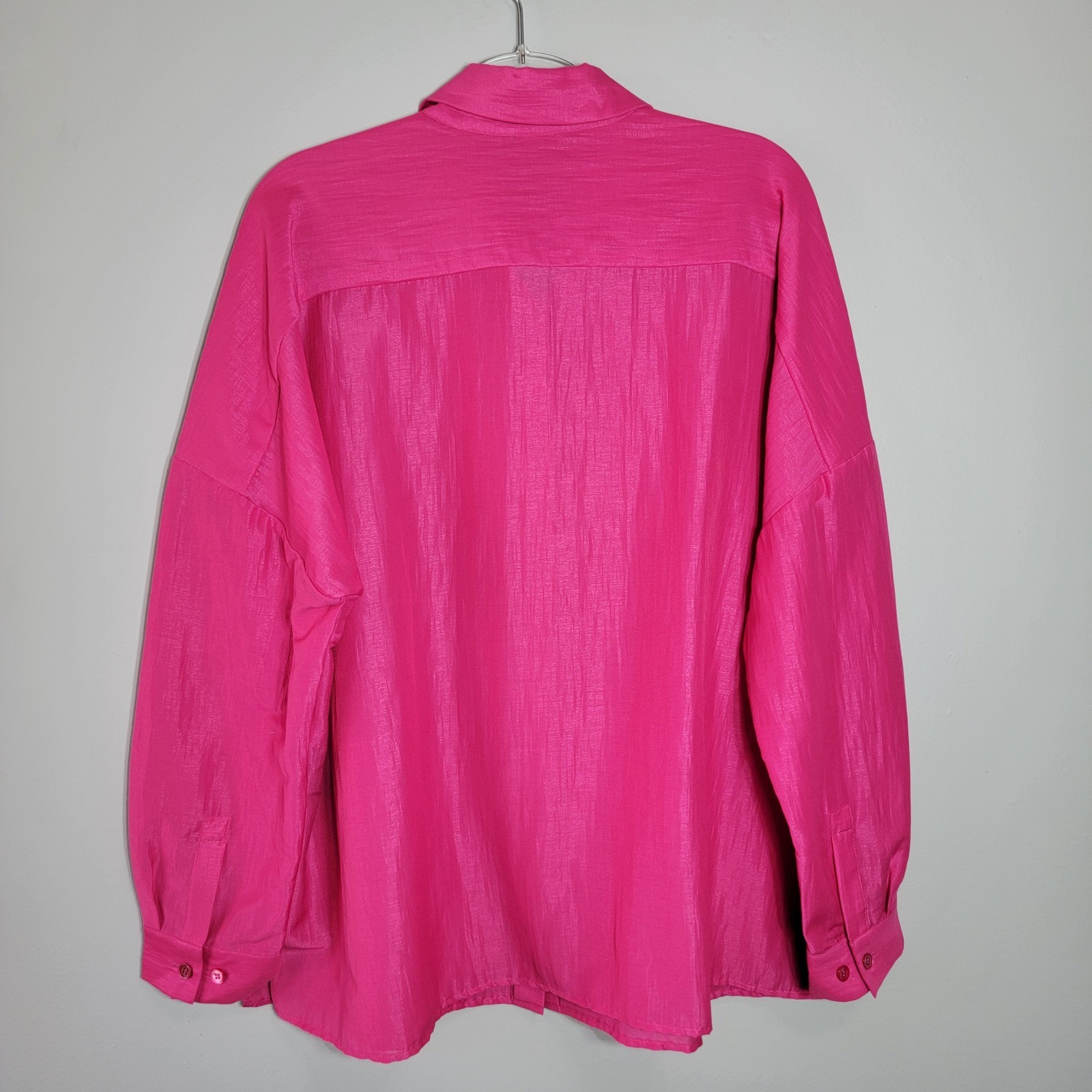 Doncaster Collection Hot Pink Button Down Shirt Oversized Womens 14W