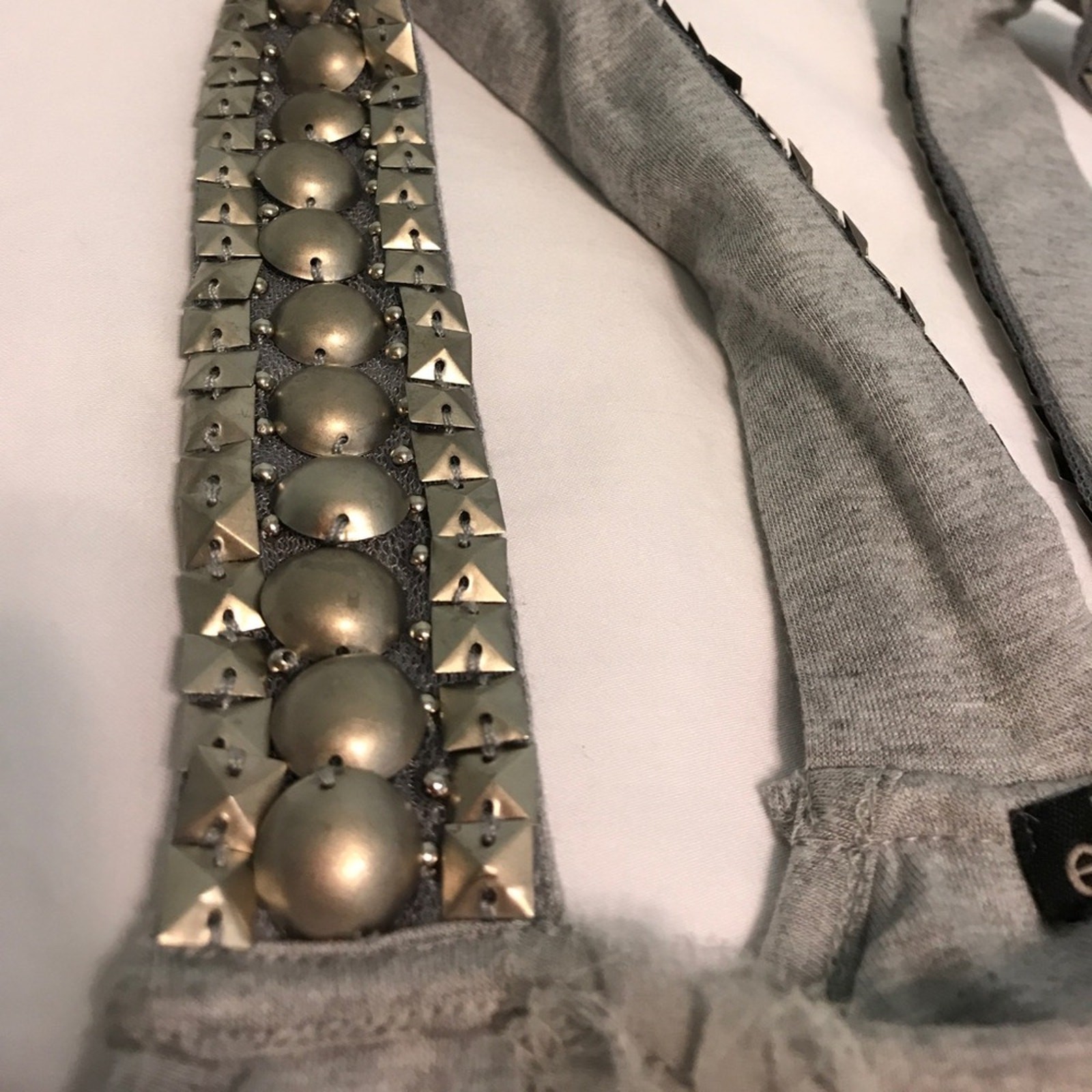 Elegant Evening top with metallic beaded straps