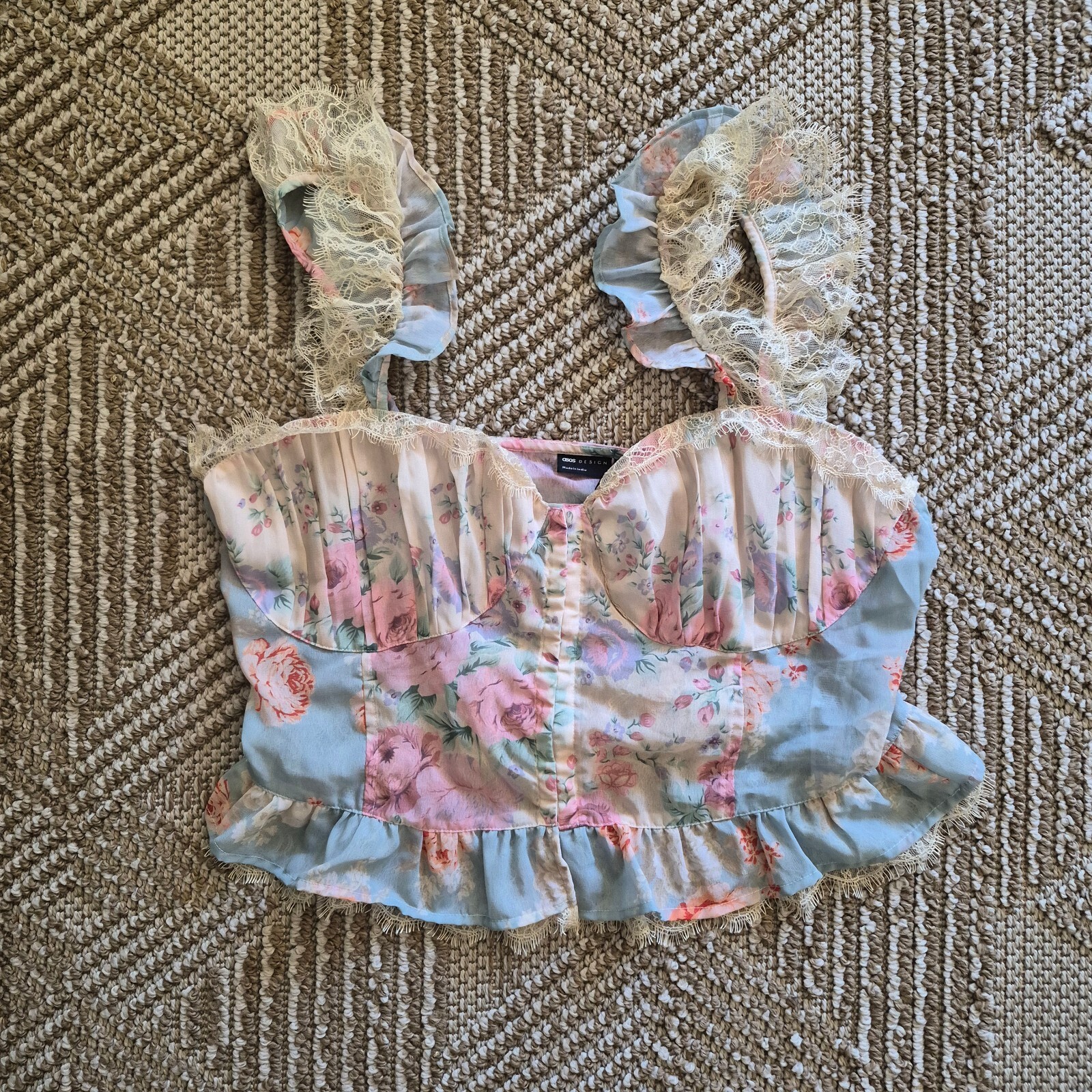 Fairy Coquette Plus Blouse Tank Top Rose Ruffle Lace Corset Top 14