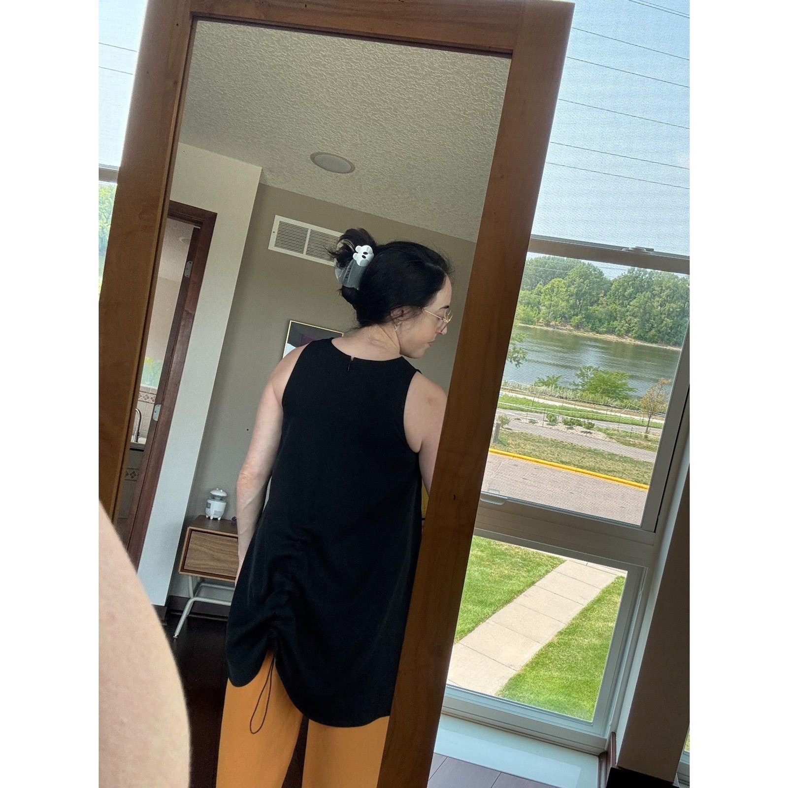 UN3D Japan Avant Garde Sleeveless Top Black Ruched Side Slit Asymmetric Tunic
