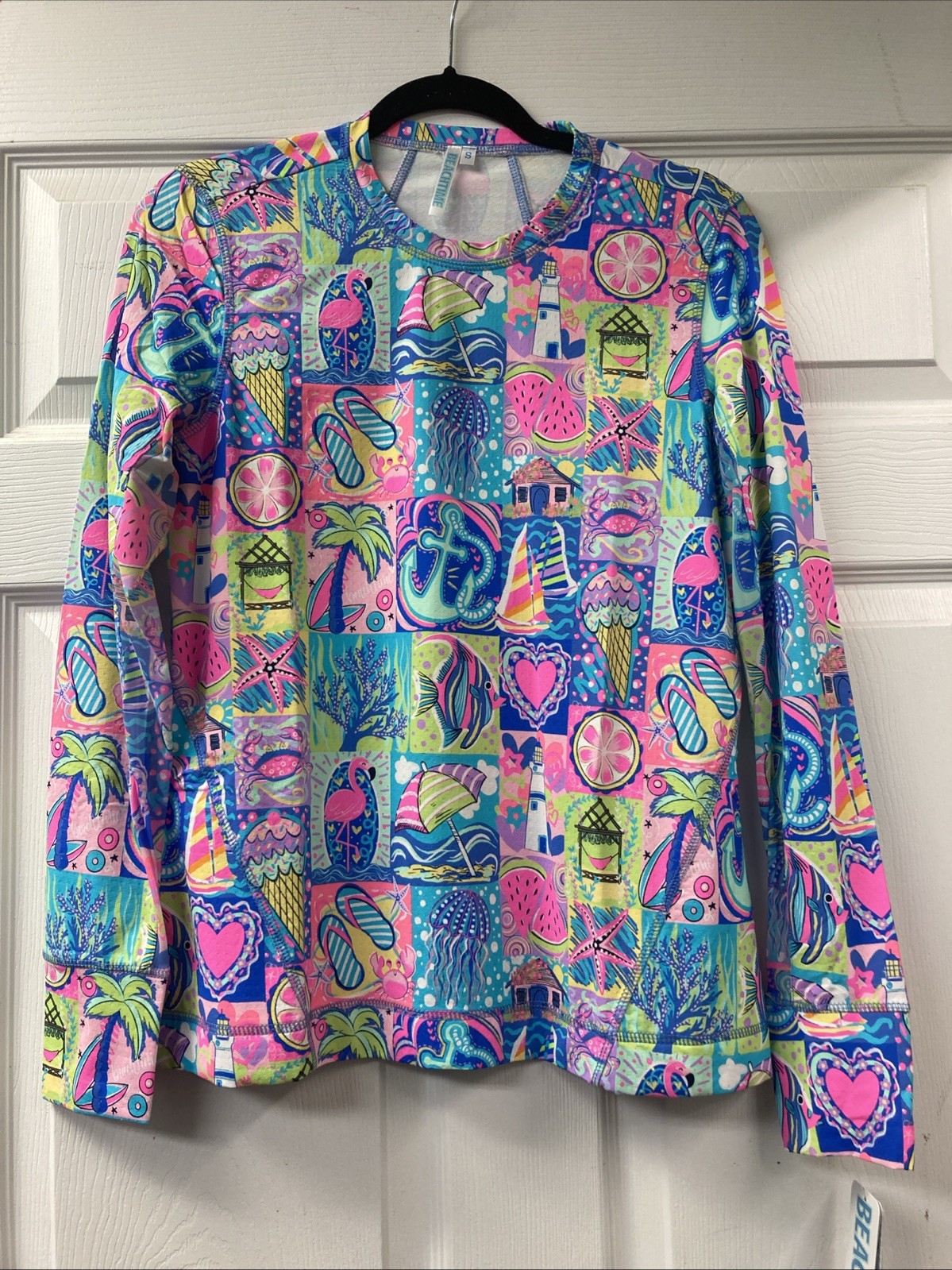Lulu B L Summer Patchwork Long sleeve Top Upf50