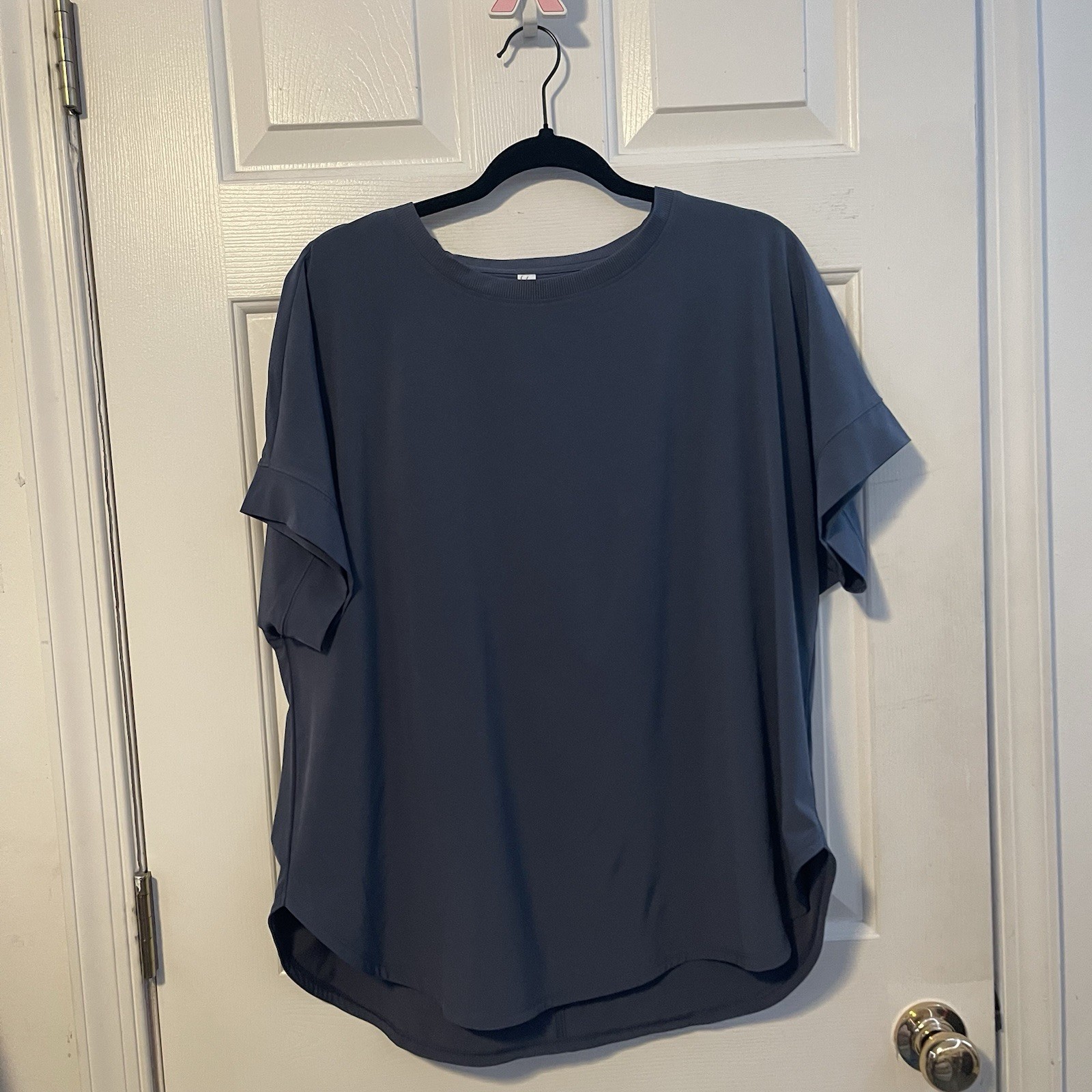 Stylus Women’s XL Gray Blue Oversized Dolman Sleeve High Low Stretch Top