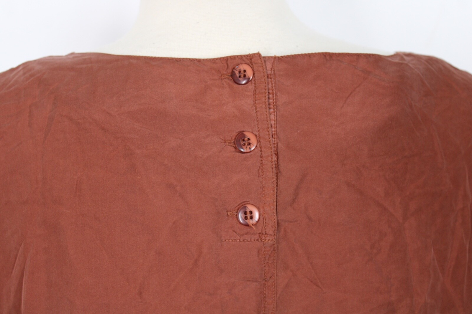Vtg Diana Marco 24 Burnt Orange Short Sleeve Silk Top Blouse Shirt