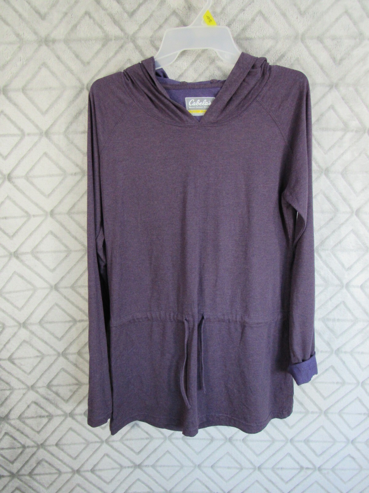 Cabelas Top Size M Purple Pull Over Long Sleeve Hood Drawstring Waist Casual