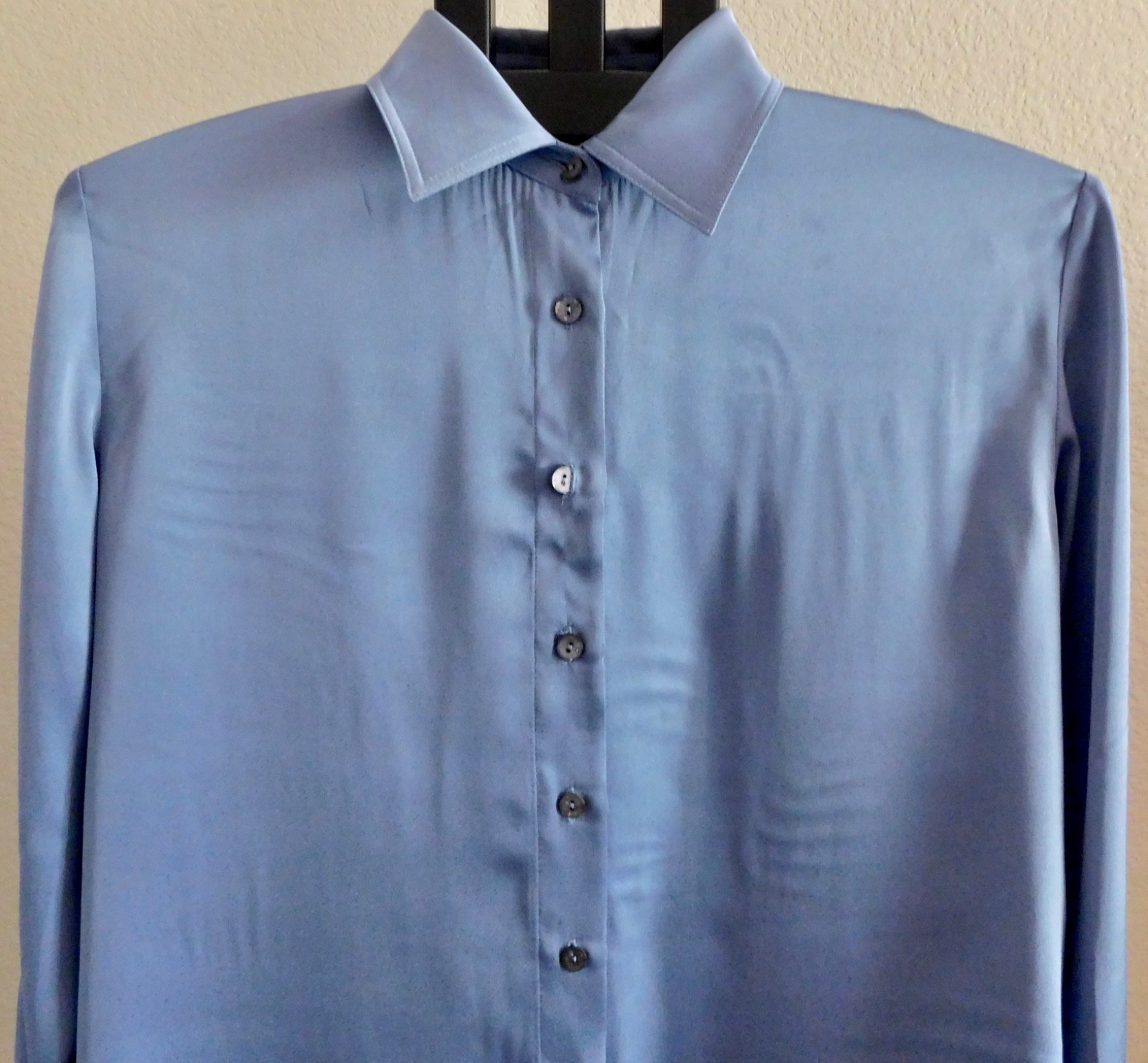 Repeat Women’s XS EU36 Pewter Gray Silk Elastane Button Front Blouse Shirt Top