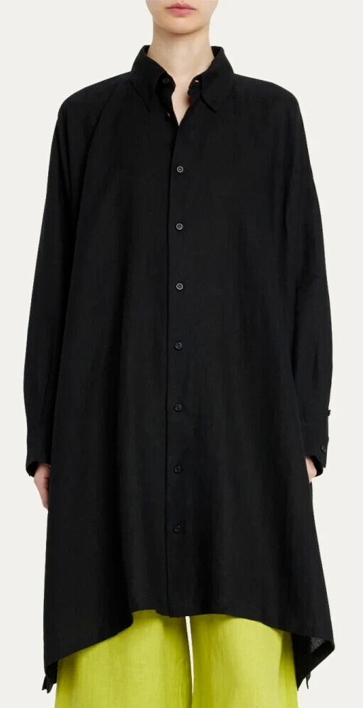 NWT Eskandar (1) Black Wide A Line Medium Weight Linen Tunic Top