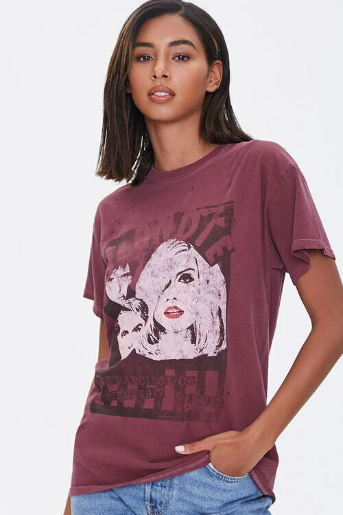 Blondie Womens Blondie San Francisco Sept 21, 1977 Maroon Shirt New S/M, M/L