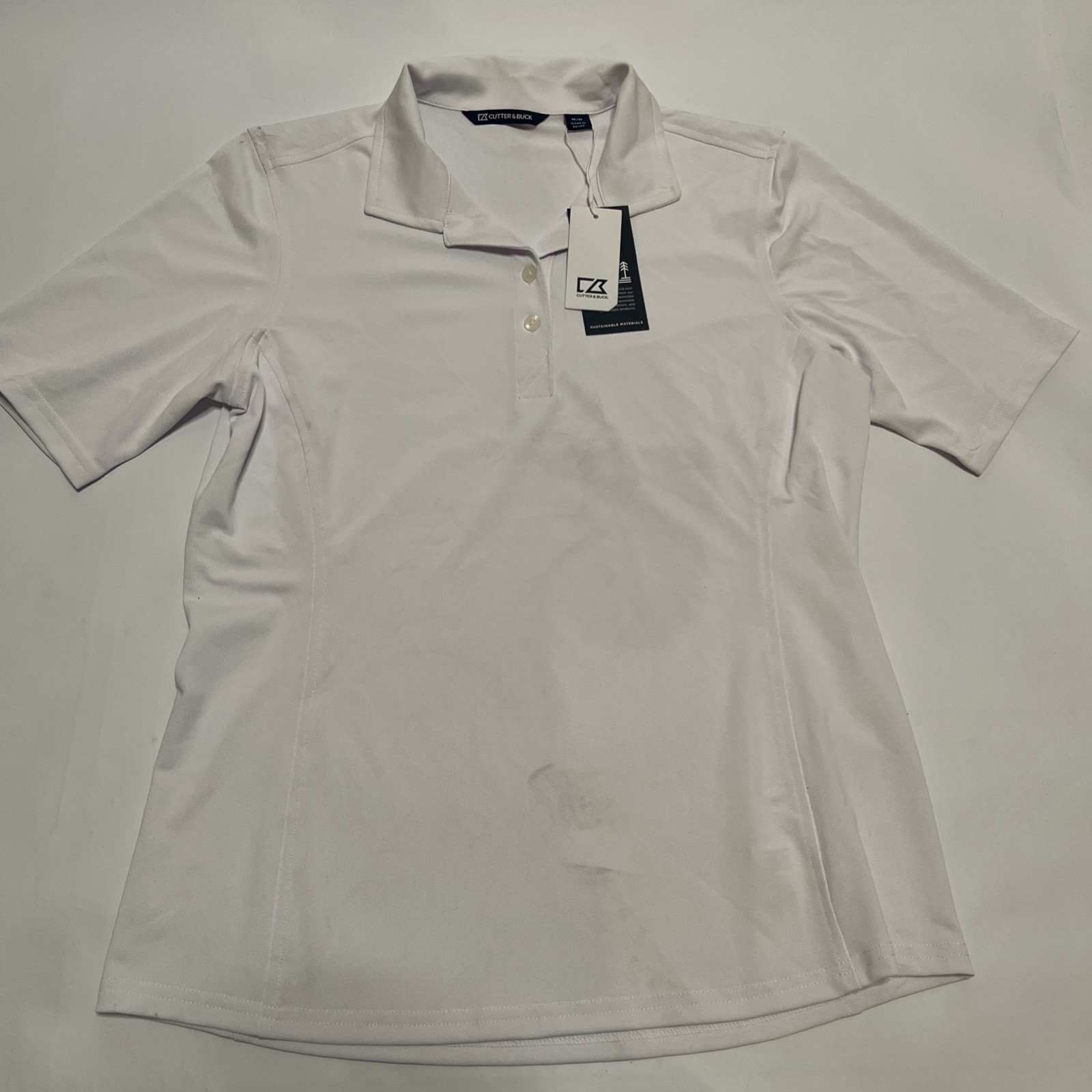 NWT Cutter & Buck Women’s Virtue Eco Pique Recycled Polo Shirt White Size Medium