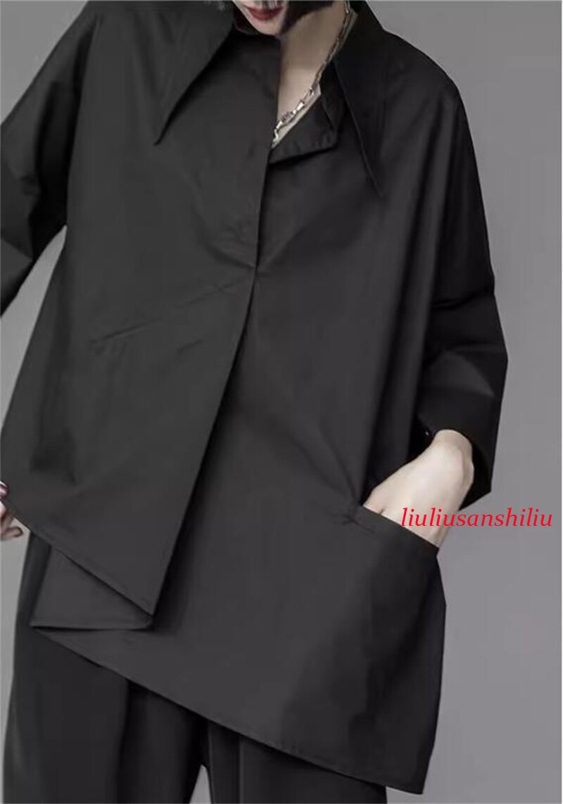 Japanese Women Irregular Short Sleeve Blouse Top Loose Harajuku Shirt Casual