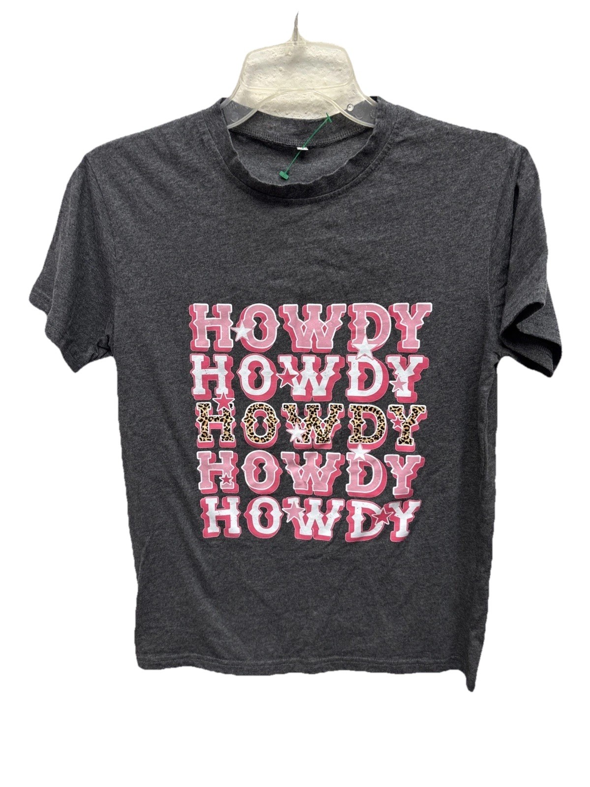 Howdy Tshirt S Western Dark Heather Gray Pink Cowboy Cowgirls Tee Graphic Cotton