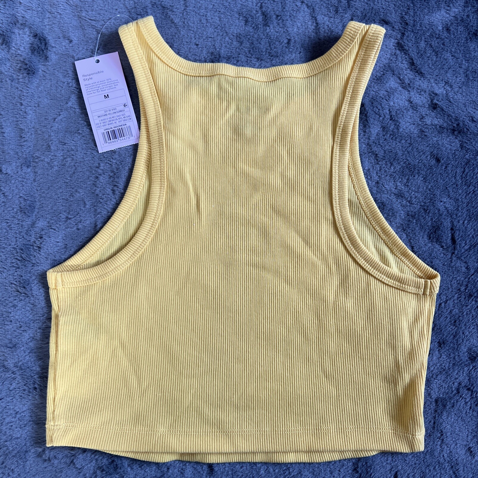 Sleeveless Racerback Sports Crop Tank Top High Neck Fitted New Yellow Summer