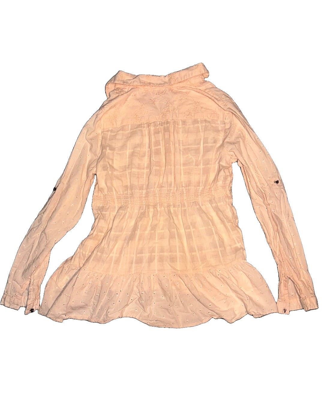 BILA Womens Large Ivory Embroidered Lace Pintuck Peasant Blouse Boho Cottagecore