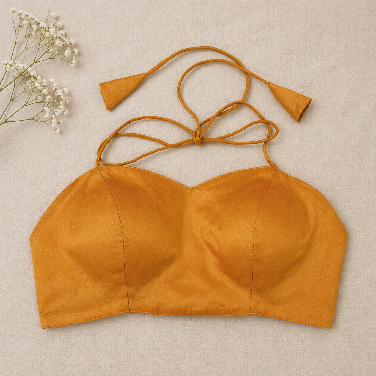 Silk Tie-Up Designer Blouse for Women Sleeveless Padded Bridal & Party Wear