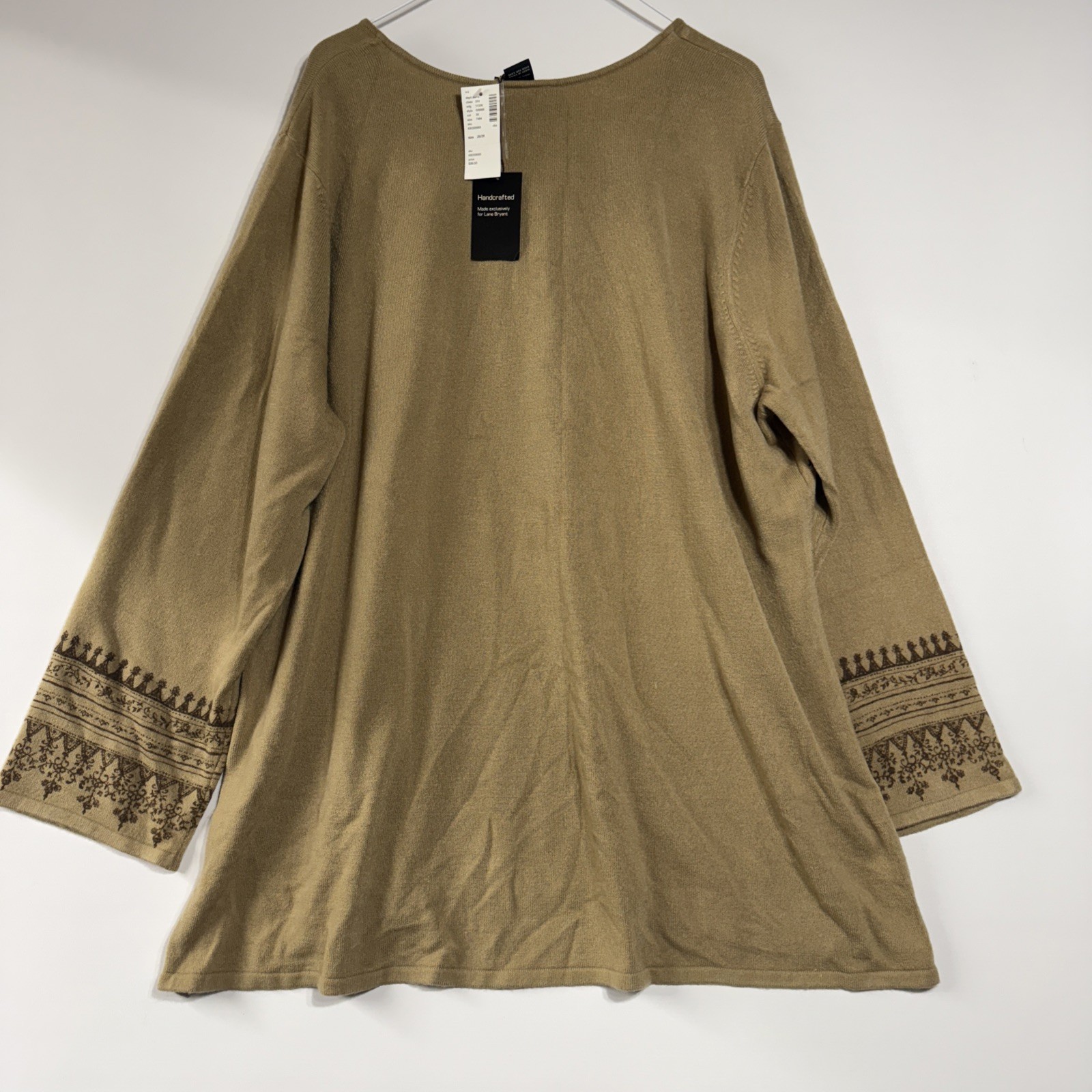 NWT Lane Bryant Women’s Size 26/28 Brown Tunic Shirt Sweater Tie Neck Acrylic