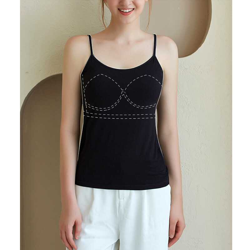 Camisole with Built in Bra Women Tank Tops Padded Bra Vest Undershirt Sleeveless