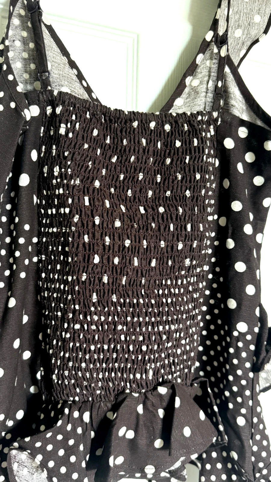 Style Envy Polka Dot Ruffle Camisole Top Brown White S NWT