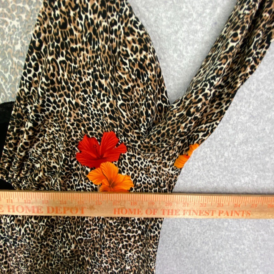 New York City Design Co Top Womens XL Animal Print Lace Trim Cami Slit Front