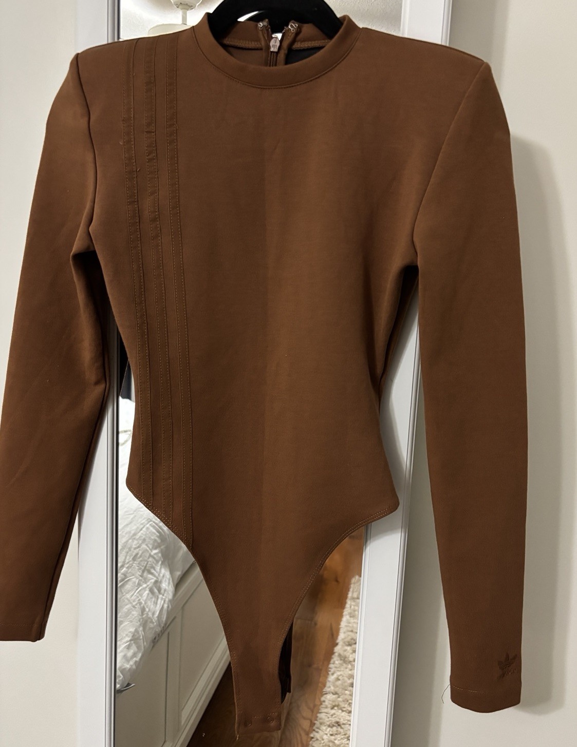 Adidas x Ivy Park IVP 3S Bodysuit XS Brown Long Sleeve High Cut Stretch NWT