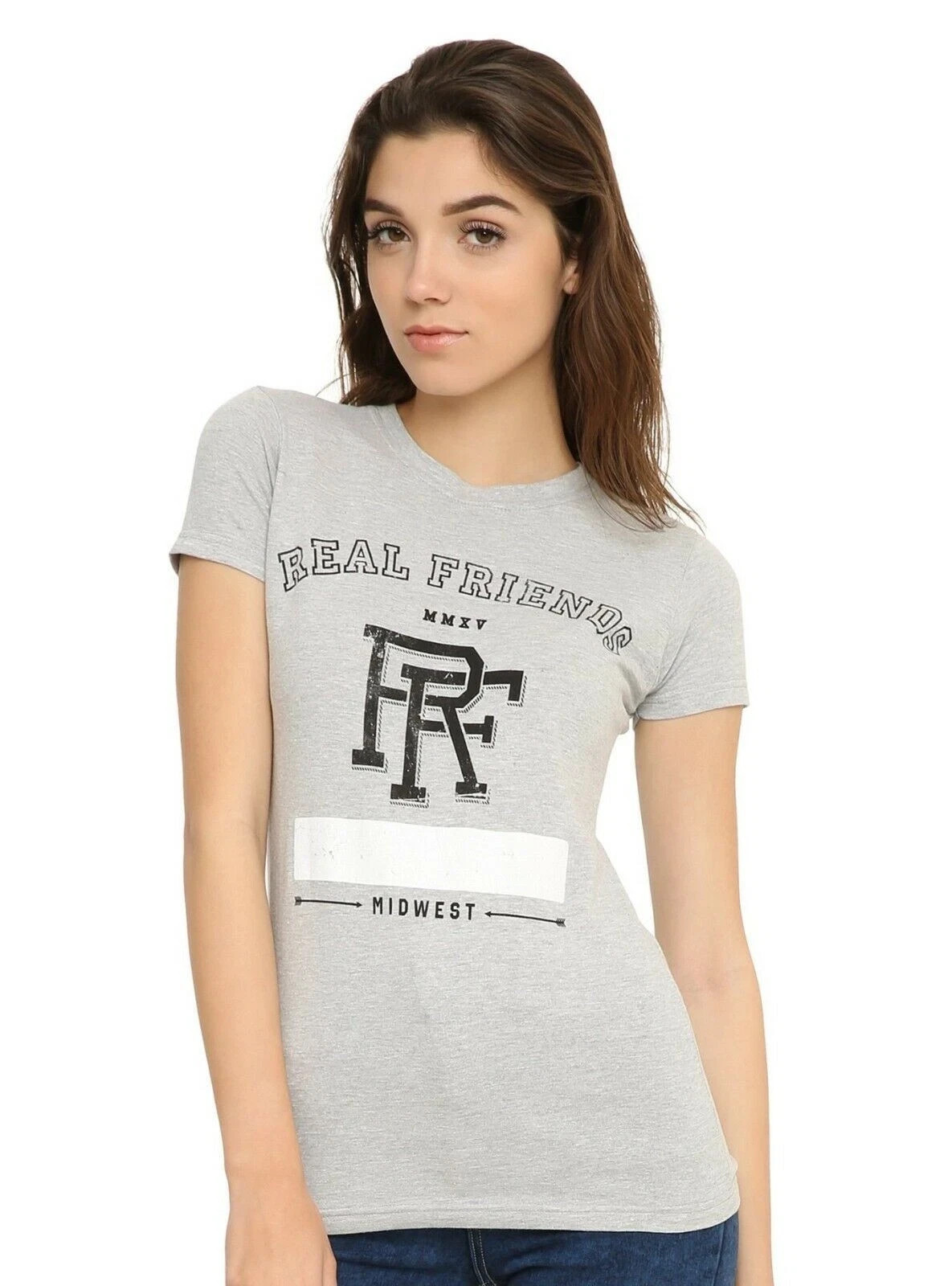 Real Friends Juniors Athletic Logo Fitted Shirt NWT