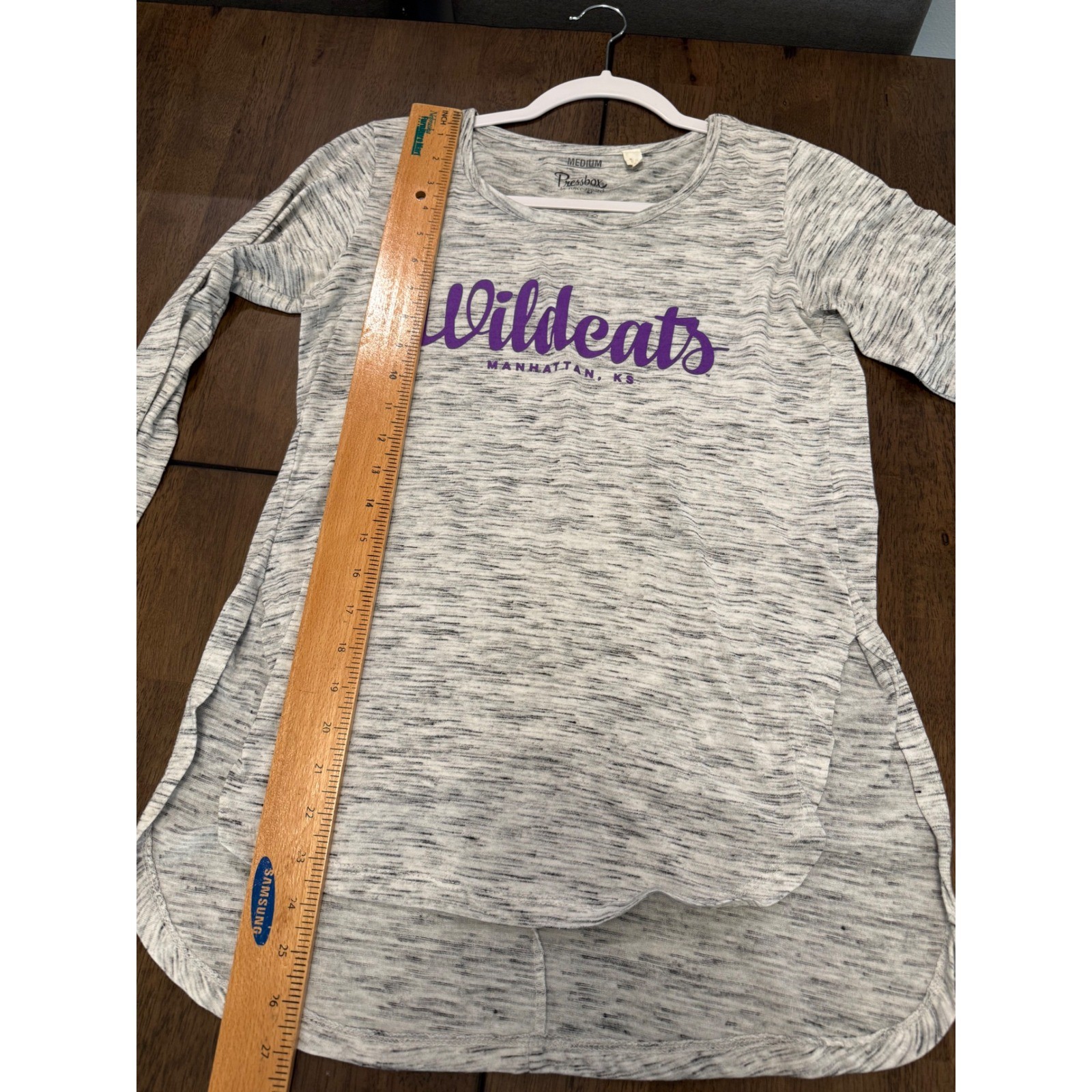 Pressbox K-State Wildcats Long Sleeve Shirt Womens Medium Grey Purple Space Dye