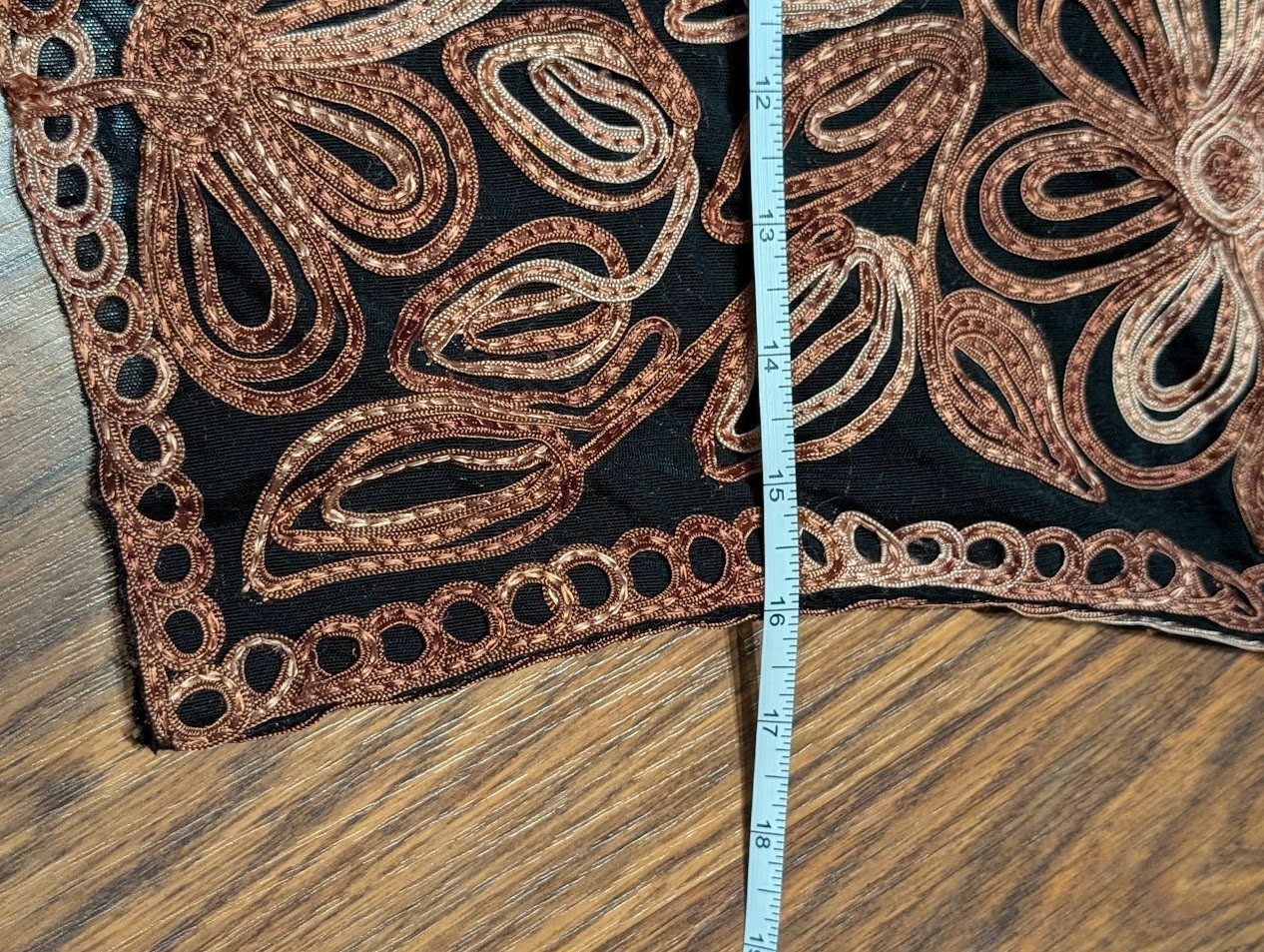 VTG Y2K SHEER MESH JACKET TOP black tie-dye brown soutache tapework 70s style 2A