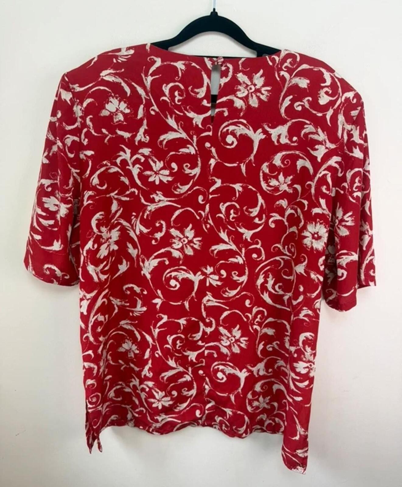 jacques vert womens red baroque floral print button blouse uk18 top tee camis