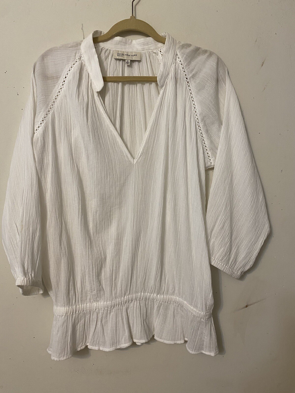 JONES NY SPORT PEASANT HIPPIE BOHO GYPSY CRINKLE FABRIC ELASTIC HEM RUFFLE M