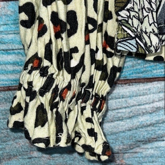 Anthro Blnk London Sibley Black Multi Top S Animal Print Boho Chic Novelty Artsy