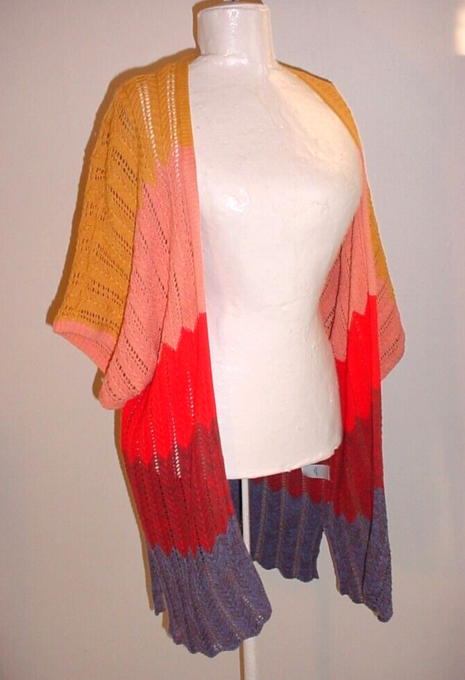 Colorful Knit Topper Open Front Top Maurices Size Large Short Sleeve