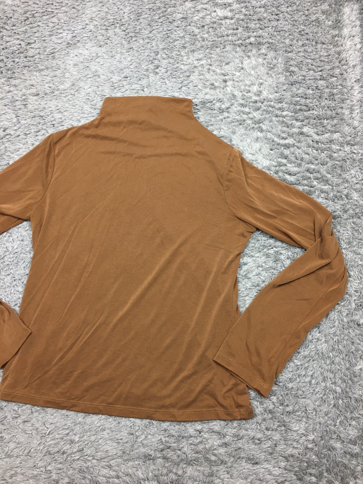Mystree Mock Neck Shirt Womens Size Large Brown Soft Stretch Modal