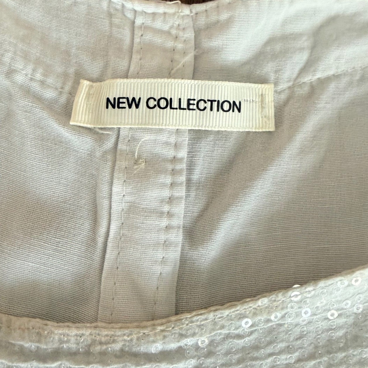 New Collection Grey Sequin Trim Button Back Blouson Blouse Top Womens L