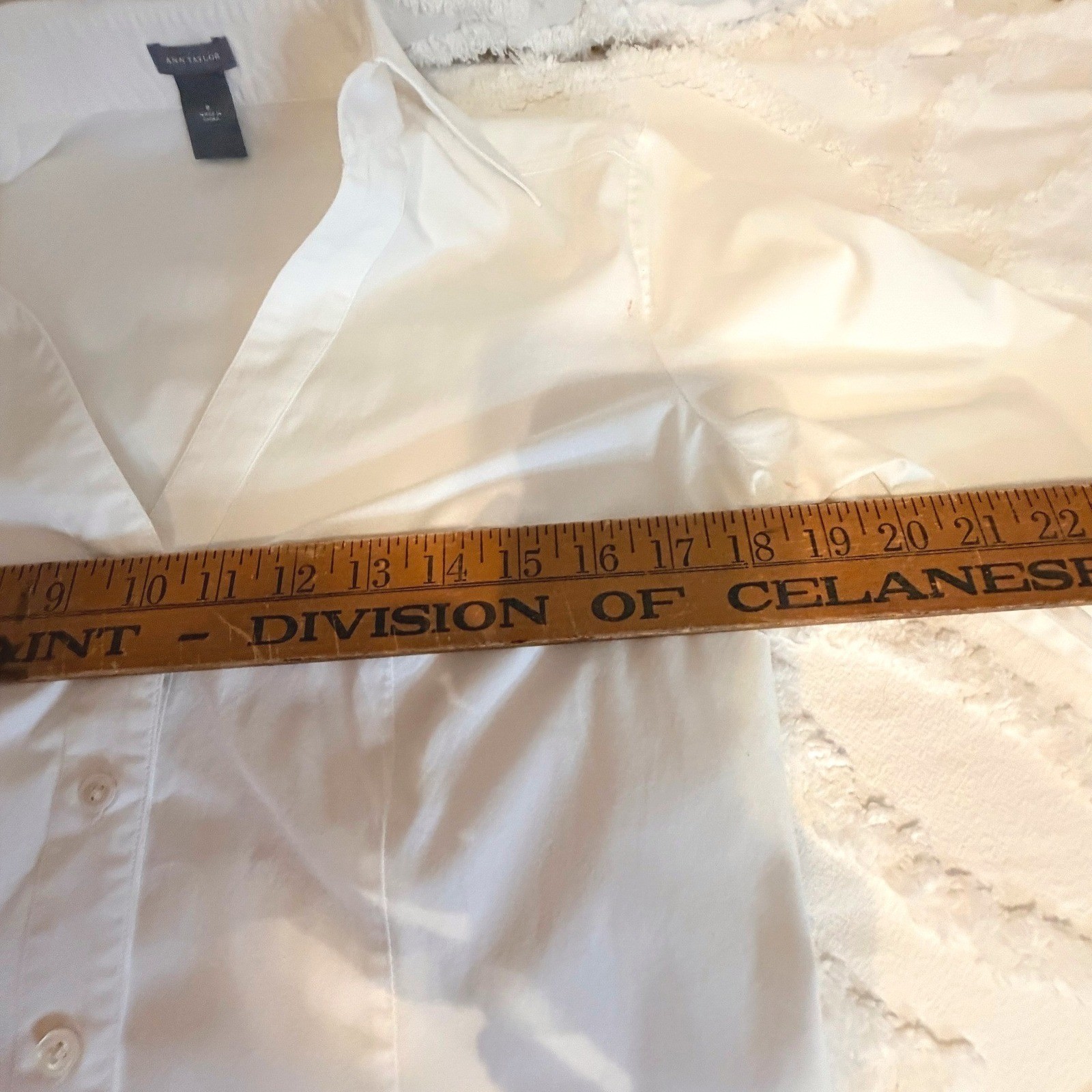 Ann Taylor Button Down Shirt Womens 8 White Good 3/4 Sleeve Blouse
