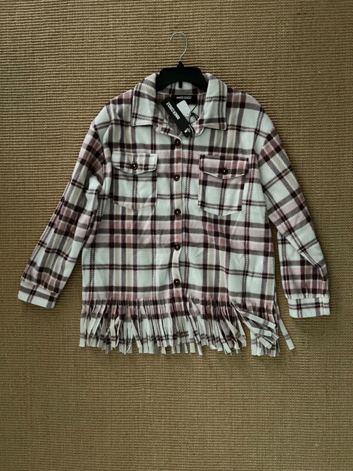Inner Circle Long Sleeve Button Front Shirt Jacket with Pockets Size XL
