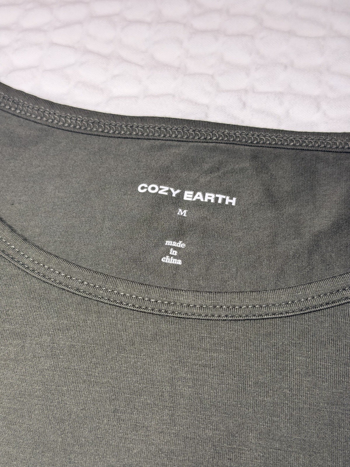 Cozy Earth Bamboo Stretch-Knit Lounge Tee – Olive – M NWOT