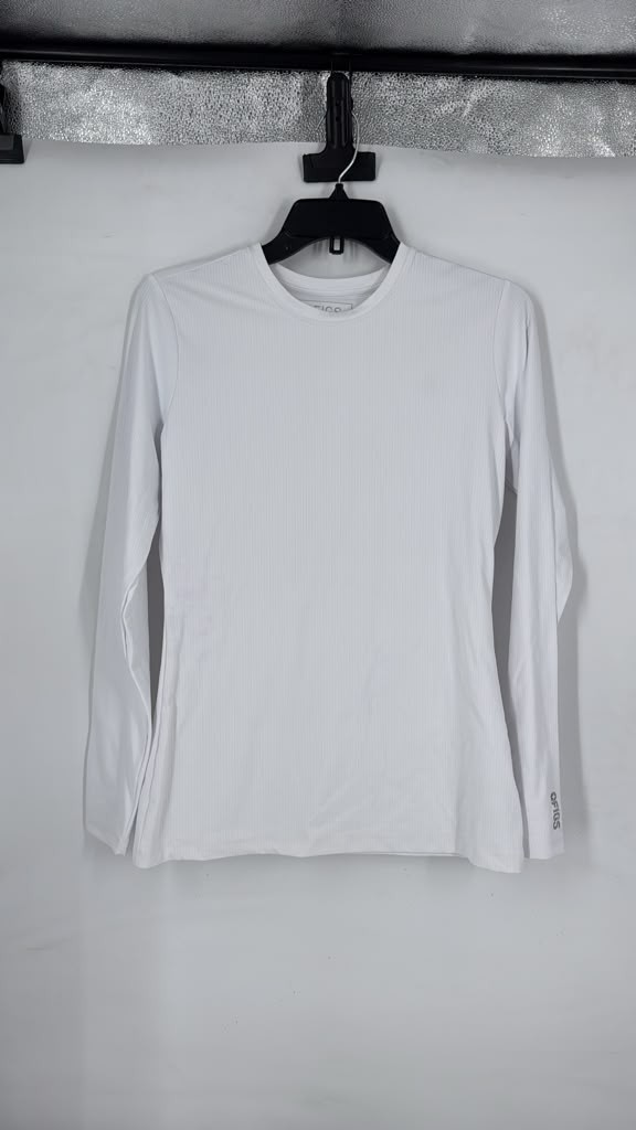 FIGS Women Ribbed Long Sleeve Underscrub Small S White Tee Base Layer – NEW