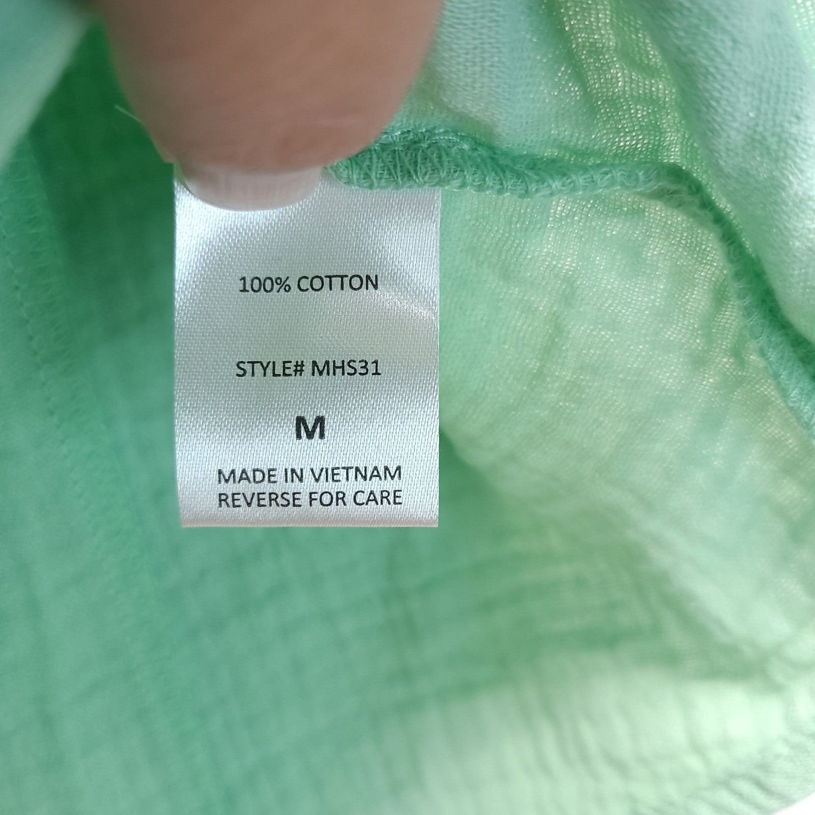 Andree by Unit Green Cotton Gauze Ruffle Sleeve Tie Neck Blouse Womens M NWT