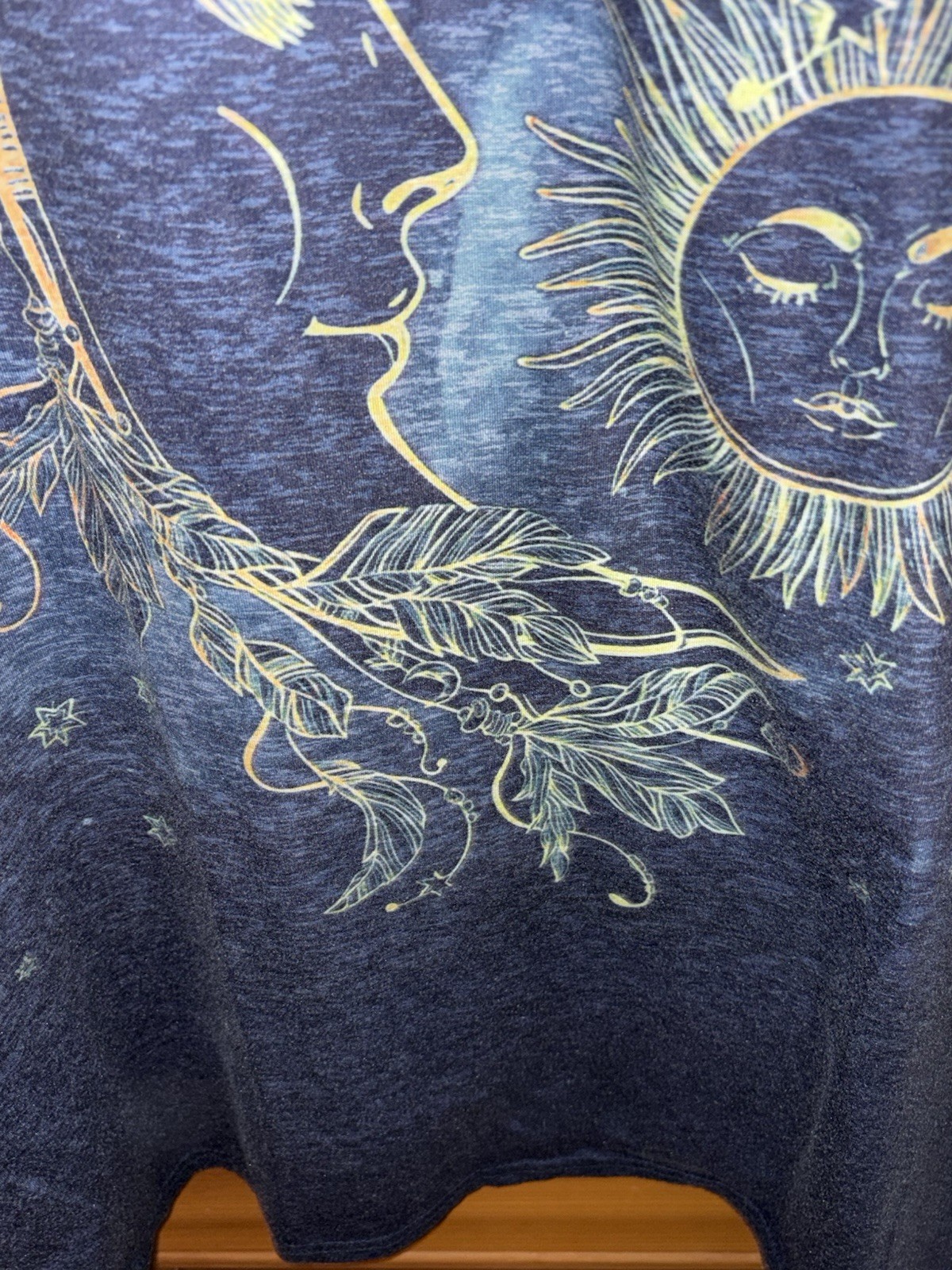 Celestial 2X T-Shirt Sun Moon Stars Unisex XXL Tee Blue Graphic Tee Spiritual