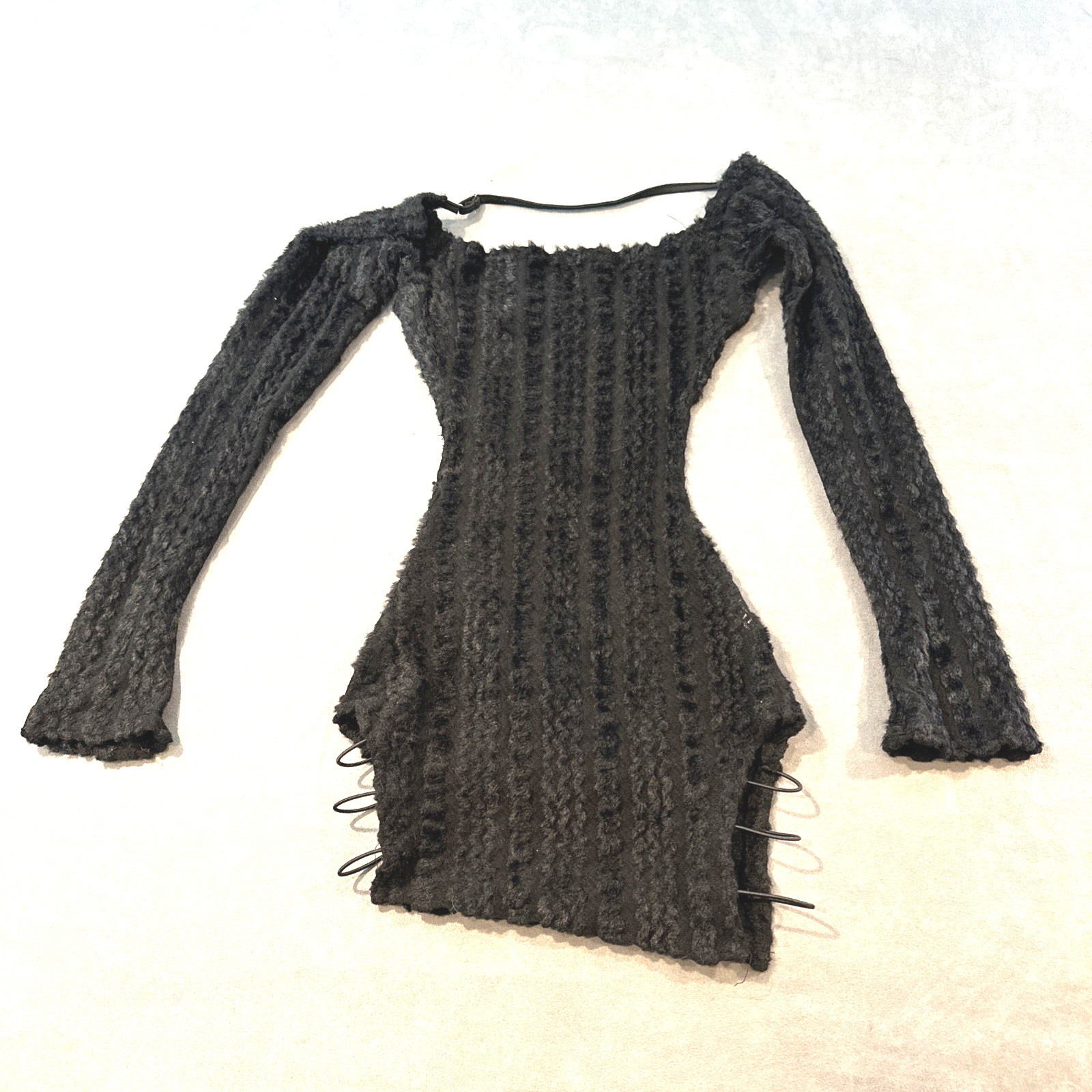 Y2K Dark Fairy Sheer Lace Cutout Bodycon Backless Strap Rib Mini Top Women S