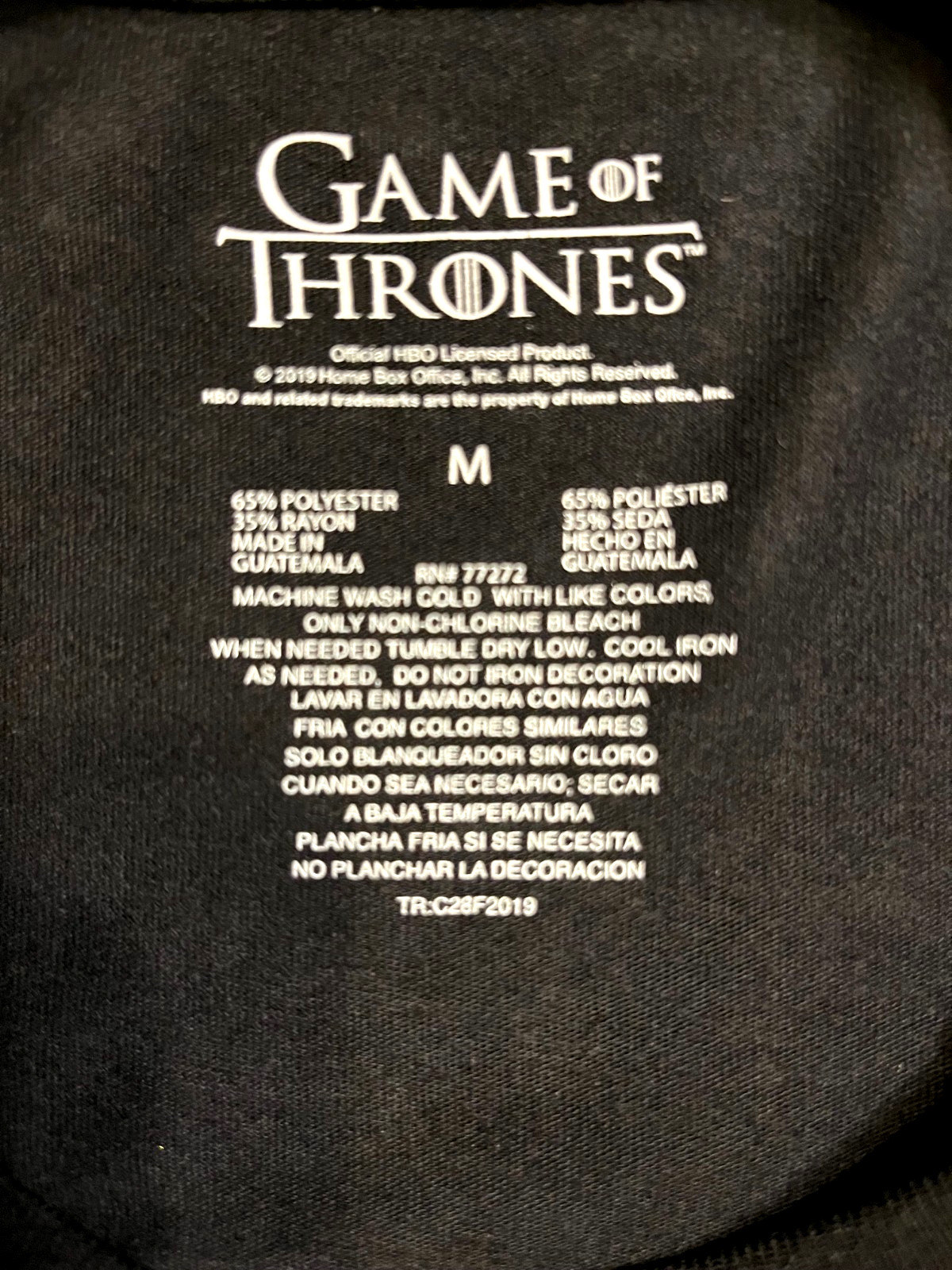 GAME OF THRONES Mother of Dragons T Shirt Gold on Black Size M NEW