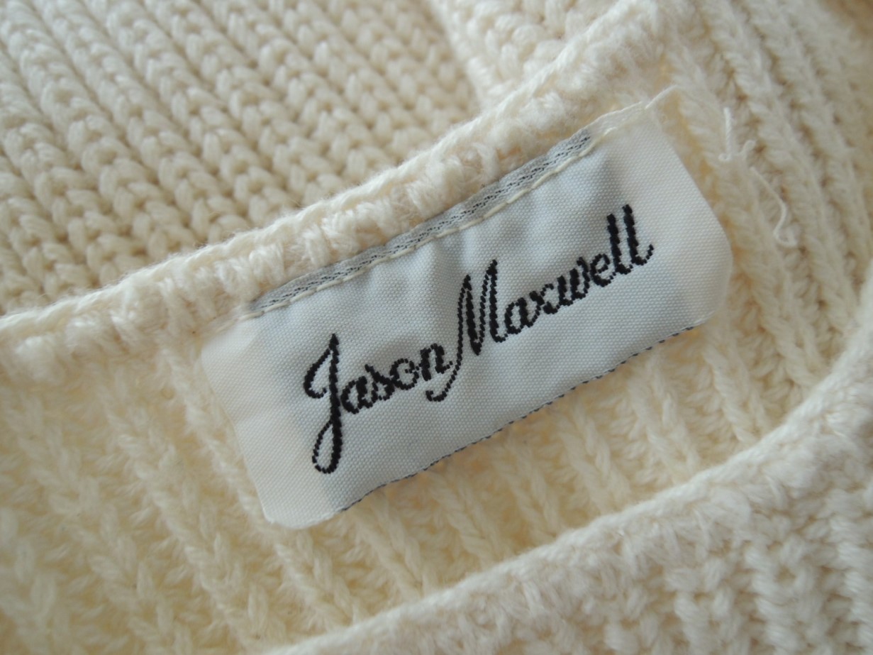 Ladies Crop Top Size M Off White Cotton Knit S/L Sweater Vest Top -Jason Maxwell
