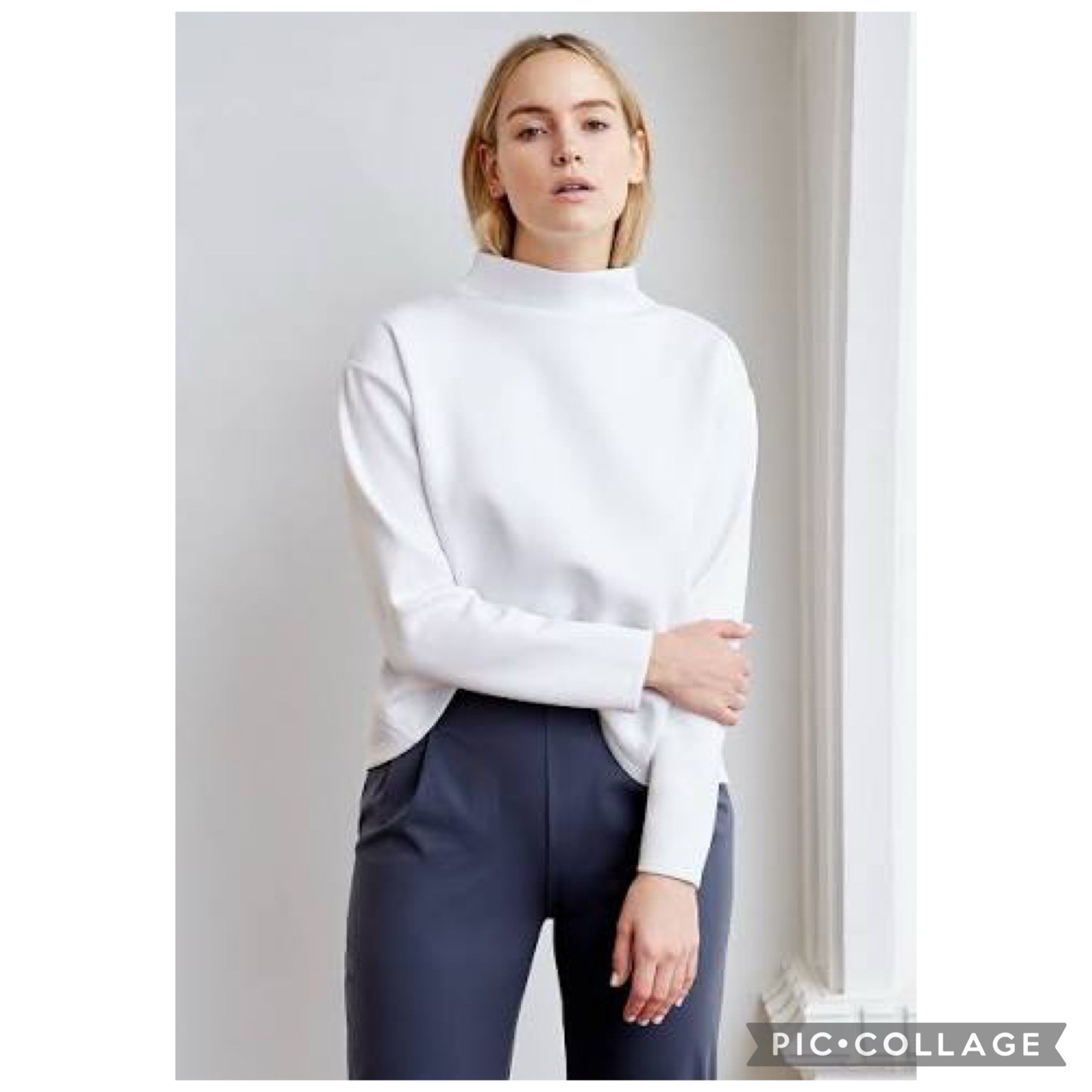 ADay Women’s Like A Boss Mock Neck Pullover Size Small White